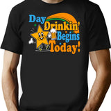 Day Drinkin Begins Today T-Shirt for Men & Women, T-Shirts Graphic Tee - Black
