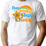 Day Drinkin Begins Today T-Shirt for Men & Women, T-Shirts Graphic Tee - White