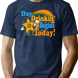 Day Drinkin Begins Today T-Shirt for Men & Women, T-Shirts Graphic Tee - Navy