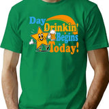 Day Drinkin Begins Today T-Shirt for Men & Women, T-Shirts Graphic Tee - Green