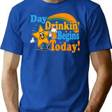 Day Drinkin Begins Today T-Shirt for Men & Women, T-Shirts Graphic Tee - Blue