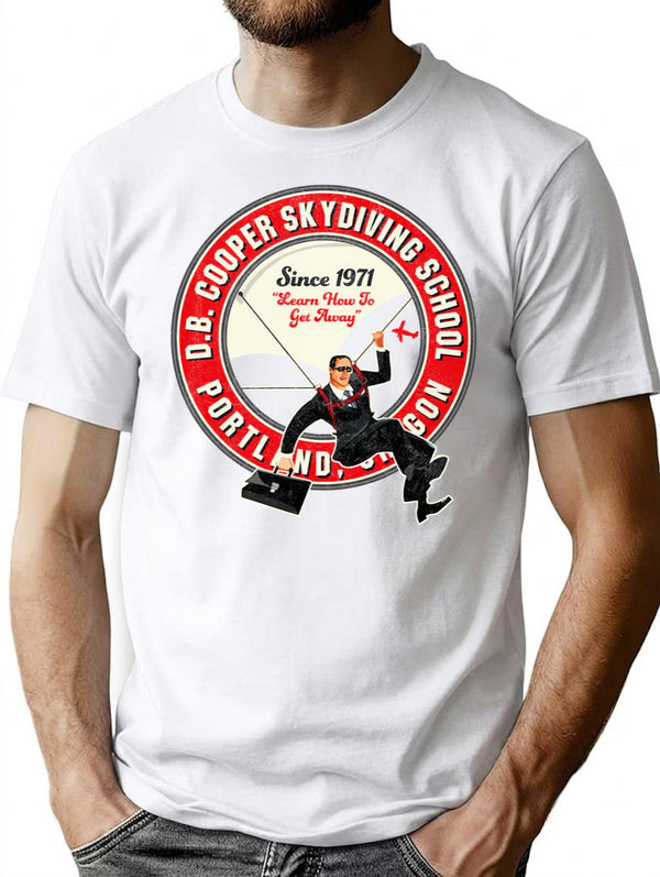 Db Cooper Skydiving School T-Shirt for Men & Women, T-Shirts Graphic Tee - White