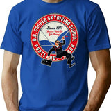 Db Cooper Skydiving School T-Shirt for Men & Women, T-Shirts Graphic Tee - Blue