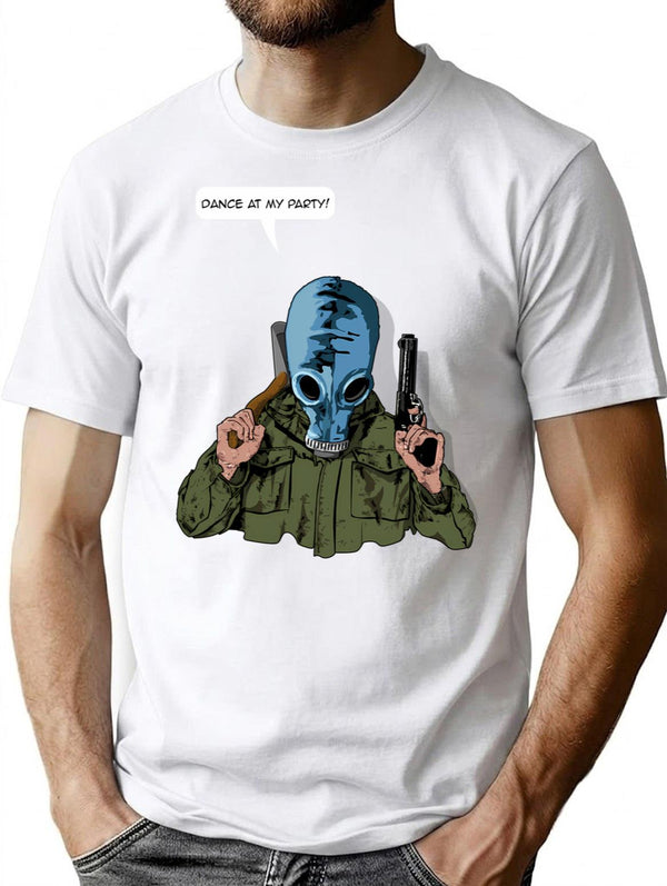 Dead Man'S Shoes Dance At My Party Comic Style Illustration T-Shirt for Men & Women, T-Shirts Graphic Tee - White