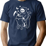 Death Rides A Black Cat T-Shirt for Men & Women, T-Shirts Graphic Tee - Navy