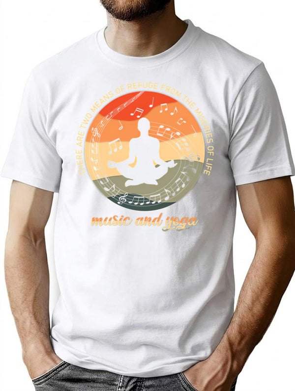 Deep Yoga And Music Life Quote Vintage - Meditation Soul Music Quotes For Yoga And Music Lovers T-Shirt for Men & Women, T-Shirts Graphic Tee - White