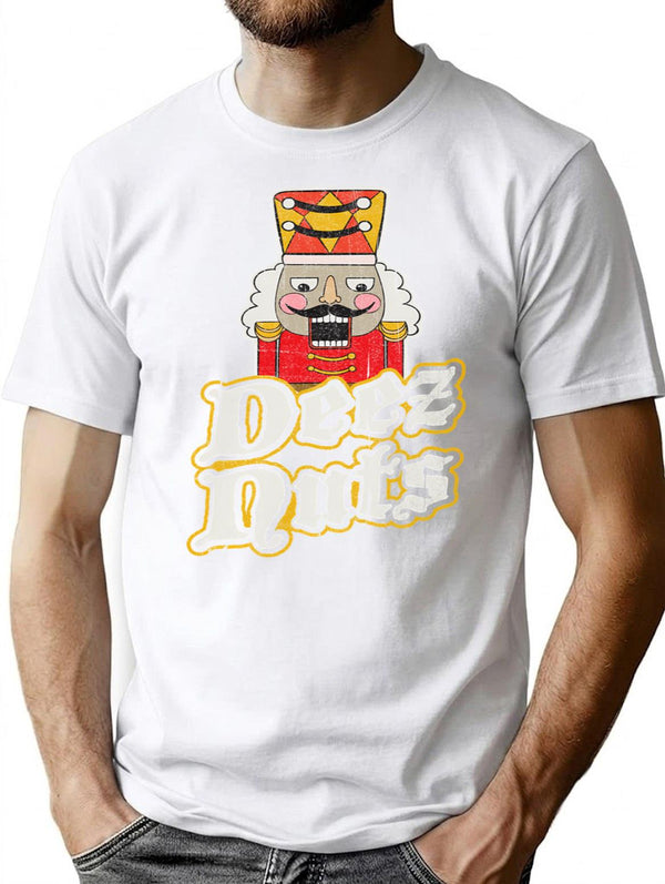Deez Nuts Nutcracker T-Shirt for Men & Women, T-Shirts Graphic Tee - White