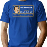 Del Griffith Shower Curtain Rings Salesman T-Shirt for Men & Women, T-Shirts Graphic Tee - Blue