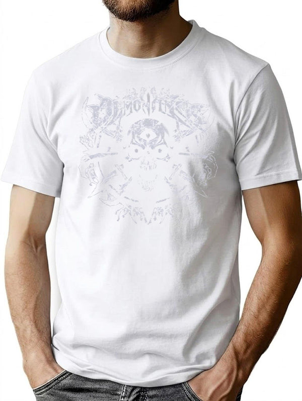 Demon Kings Evil Skull With Spiked Crown For Metal Band Fans And Gift For Heavy Metal Lovers T-Shirt for Men & Women, T-Shirts Graphic Tee - White