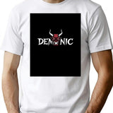 Demonic Typography Graphic Dark Aesthetic Design With Demonic Face T-Shirt for Men & Women, T-Shirts Graphic Tee - White