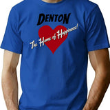 Denton - The Home Of Happiness T-Shirt for Men & Women, T-Shirts Graphic Tee - Blue