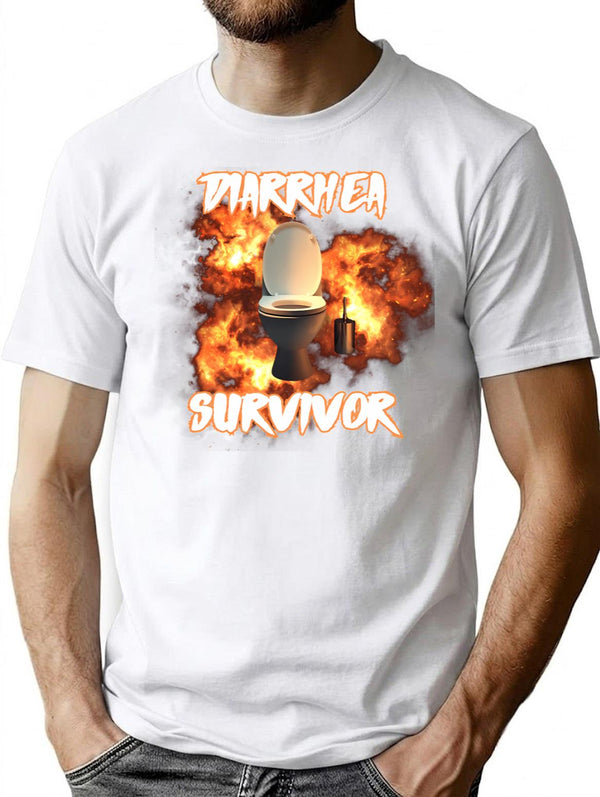 Diarrhea Survivor T-Shirt T-Shirt for Men & Women, T-Shirts Graphic Tee - White