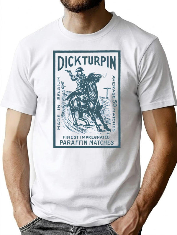 Dick Turpin Vintage Matchbox Design T-Shirt for Men & Women, T-Shirts Graphic Tee - White