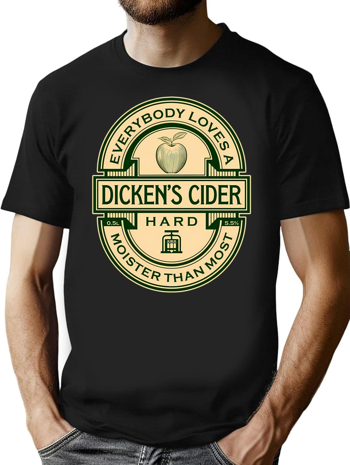 Dicken'S Cider Label T-Shirt for Men & Women, T-Shirts Graphic Tee - Black