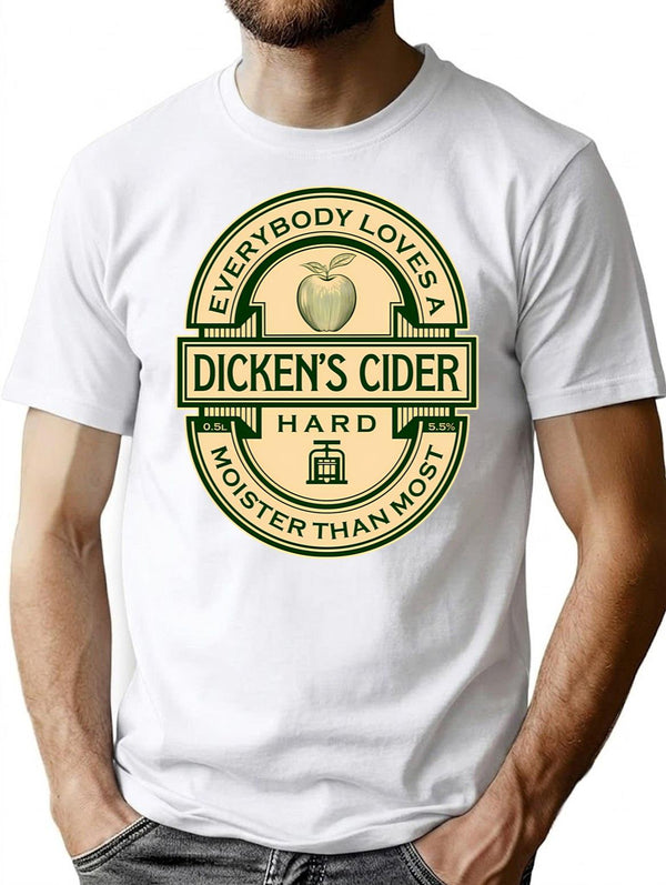 Dicken'S Cider Label T-Shirt for Men & Women, T-Shirts Graphic Tee - White
