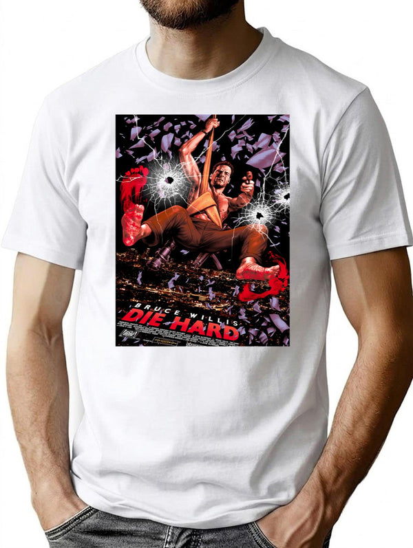 Die Hard Poster T-Shirt for Men & Women, T-Shirts Graphic Tee - White