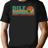 Dilf Damn I Love Fishing Retro Vintage Sunset Funny Fishing Gift (2) T-Shirt for Men & Women, T-Shirts Graphic Tee - Black