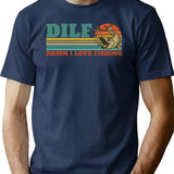 Dilf Damn I Love Fishing Retro Vintage Sunset Funny Fishing Gift (2) T-Shirt for Men & Women, T-Shirts Graphic Tee - Navy