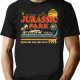 Dinosaur Park Run Or Die 1993 Worn T-Shirt for Men & Women, T-Shirts Graphic Tee - Black