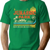 Dinosaur Park Run Or Die 1993 Worn T-Shirt for Men & Women, T-Shirts Graphic Tee - Green