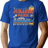 Dinosaur Park Run Or Die 1993 Worn T-Shirt for Men & Women, T-Shirts Graphic Tee - Blue