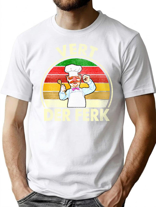 Distressed Vert Der Ferk T-Shirt for Men & Women, T-Shirts Graphic Tee - White