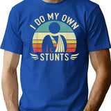 Do My Own Stunts Funny Broken Arm Hand Injury Get Well T-Shirt for Men & Women, T-Shirts Graphic Tee - Blue