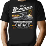 Doc Brown'S Auto Repair Garage Delorean Car ( Ucs Llc And Amblin) T-Shirt for Men & Women, T-Shirts Graphic Tee - Black