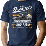 Doc Brown'S Auto Repair Garage Delorean Car ( Ucs Llc And Amblin) T-Shirt for Men & Women, T-Shirts Graphic Tee - Navy
