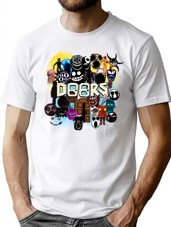 Doors All The Entities New Doors Game Update T-Shirt for Men & Women, T-Shirts Graphic Tee - White