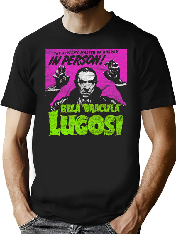Dracula Lugosi Master Of Horror Movie Vampire T-Shirt for Men & Women, T-Shirts Graphic Tee - Black