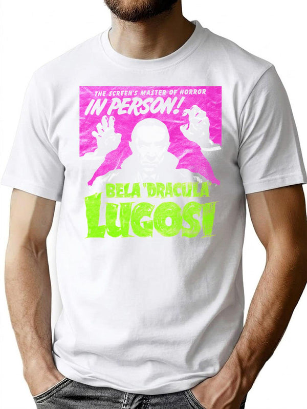 Dracula Lugosi Master Of Horror Movie Vampire T-Shirt for Men & Women, T-Shirts Graphic Tee - White
