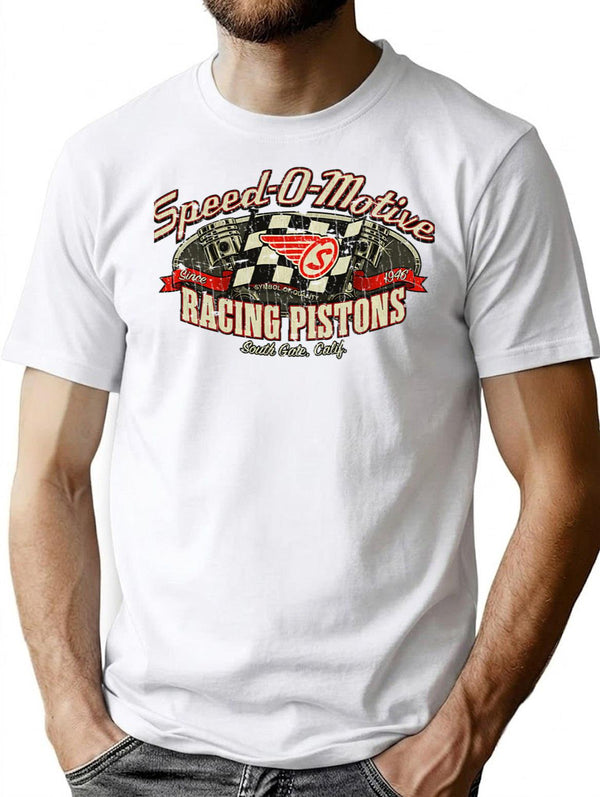 Drag Racing Speed-O-Motive Racing Pistons 1946 T-Shirt for Men & Women, T-Shirts Graphic Tee - White