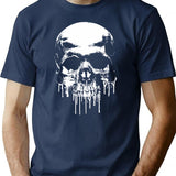 Dripping Skull T-Shirt for Men & Women, T-Shirts Graphic Tee - Navy