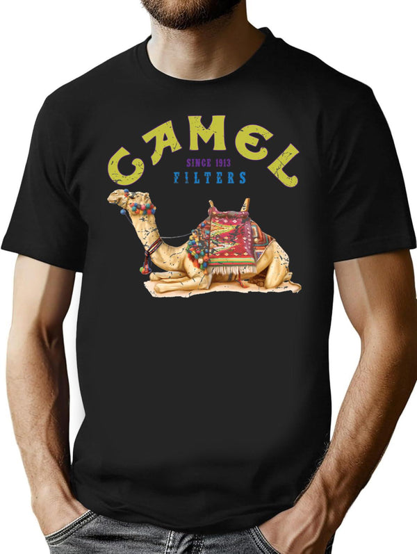 Dromedary Camel Crush Cigarette Joe Camel Design (1) T-Shirt for Men & Women, T-Shirts Graphic Tee - Black