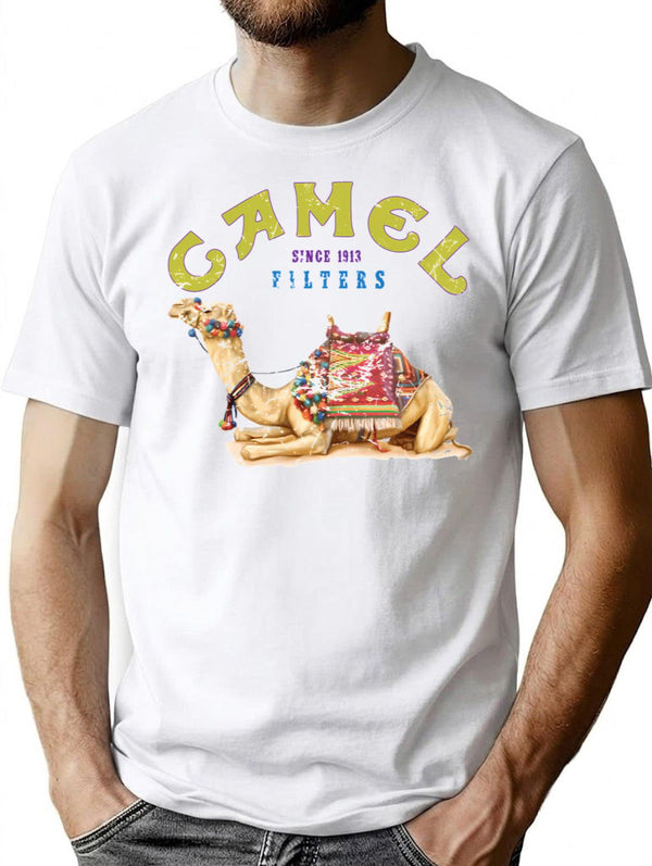 Dromedary Camel Crush Cigarette Joe Camel Design (1) T-Shirt for Men & Women, T-Shirts Graphic Tee - White