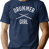 Drummer Girl For Women Drummers T-Shirt - Retro Graphic Tee for Men & Women - Navy