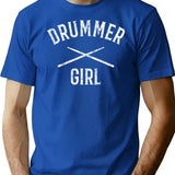 Drummer Girl For Women Drummers T-Shirt - Retro Graphic Tee for Men & Women - Blue
