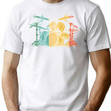 Drummer Retro Vintage Drum Set Drumset Drummers Men Drumming T-Shirt - White