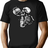Drunk Skull T-Shirt - Retro Graphic Tee for Men & Women - Black