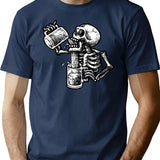 Drunk Skull T-Shirt - Retro Graphic Tee for Men & Women - Navy