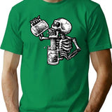 Drunk Skull T-Shirt - Retro Graphic Tee for Men & Women - Green