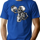 Drunk Skull T-Shirt - Retro Graphic Tee for Men & Women - Blue