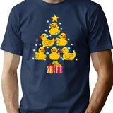 Duck Christmas Tree Duckie And Quack Christmas T-Shirt - Navy