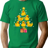 Duck Christmas Tree Duckie And Quack Christmas T-Shirt - Green