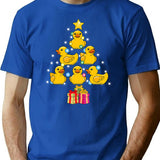 Duck Christmas Tree Duckie And Quack Christmas T-Shirt - Blue