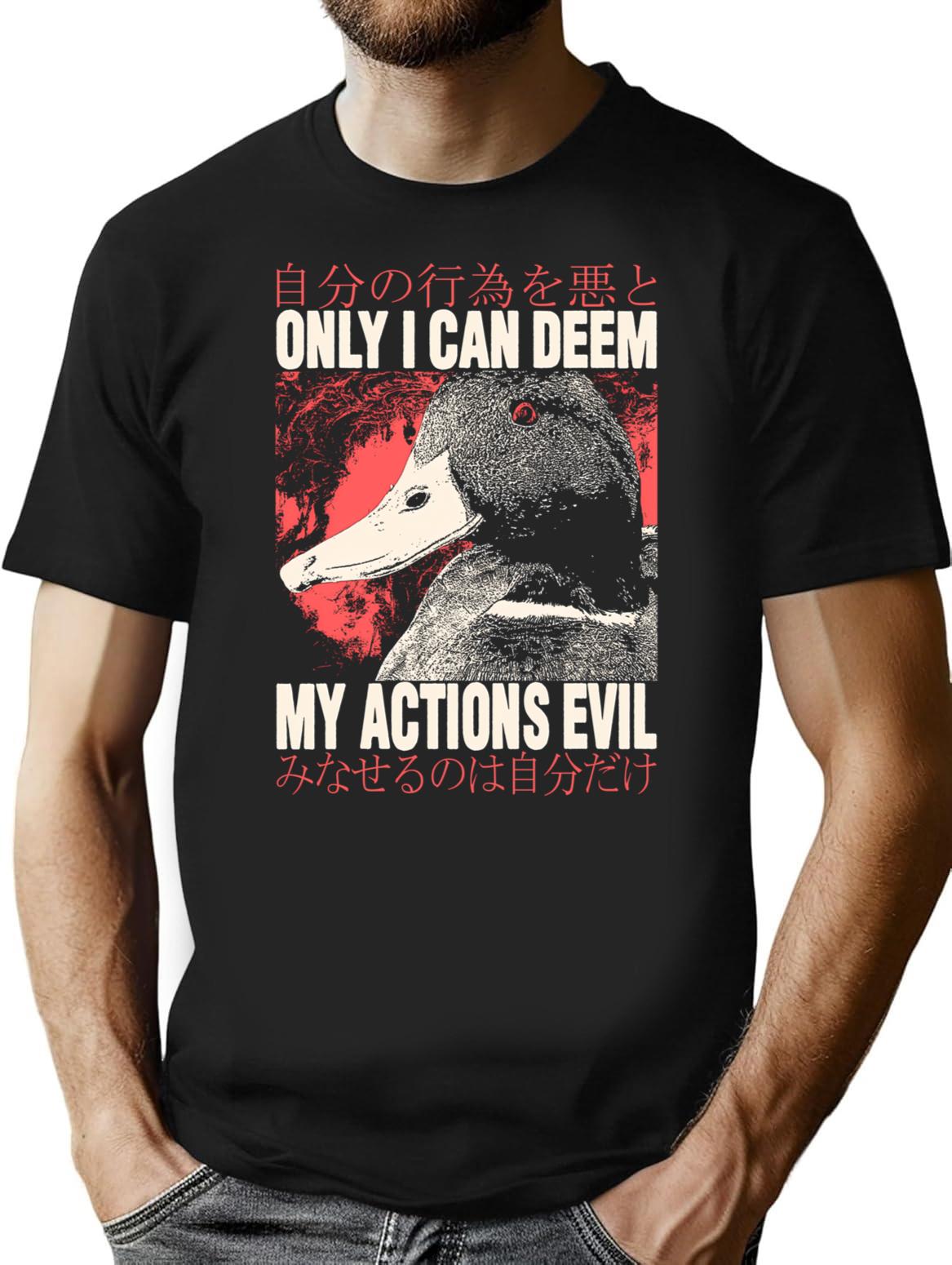 Duck Evil Actions T-Shirt - Retro Graphic Tee for Men & Women - Black