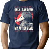 Duck Evil Actions T-Shirt - Retro Graphic Tee for Men & Women - Navy