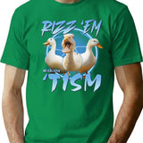 Duck Rizz Em With The Tism Funny Animal Lover T-Shirt - Green