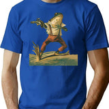 Dueling Frog - Frog With Pistol T-Shirt for Men & Women, T-Shirts Graphic Tee - Blue